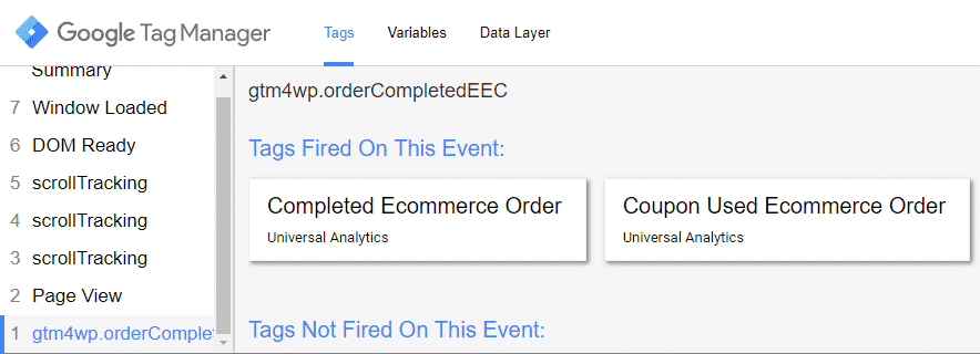 Google Tag Manager Ecommerce Completed Order Google Tag Manager Preview