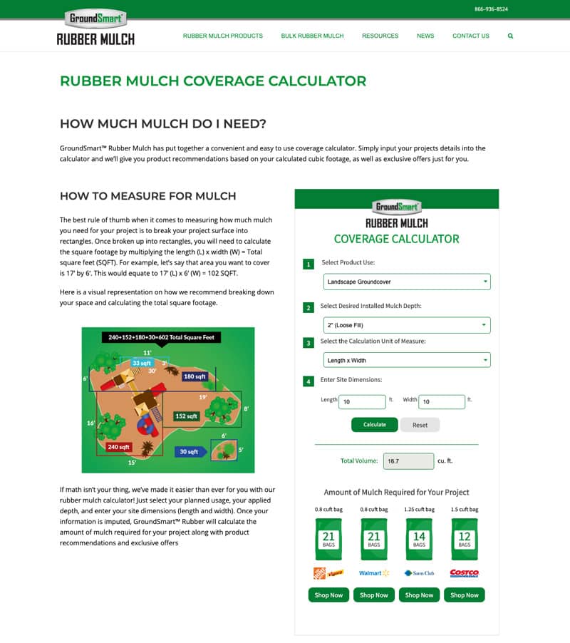 GSM rubber mulch coverage calculator