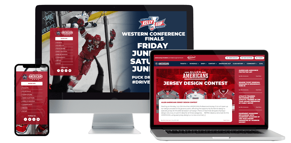 Allen Americans Pro Hockey Club Mobile Responsive Website Design