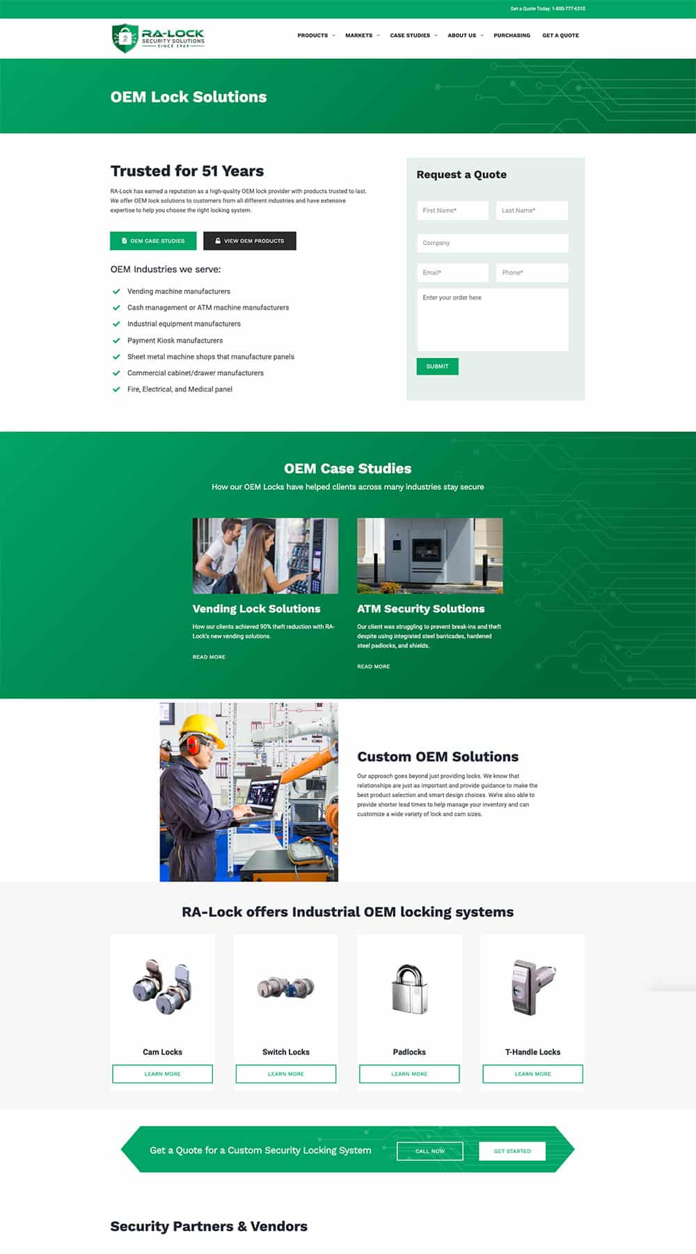 RALock OEM Solutions page