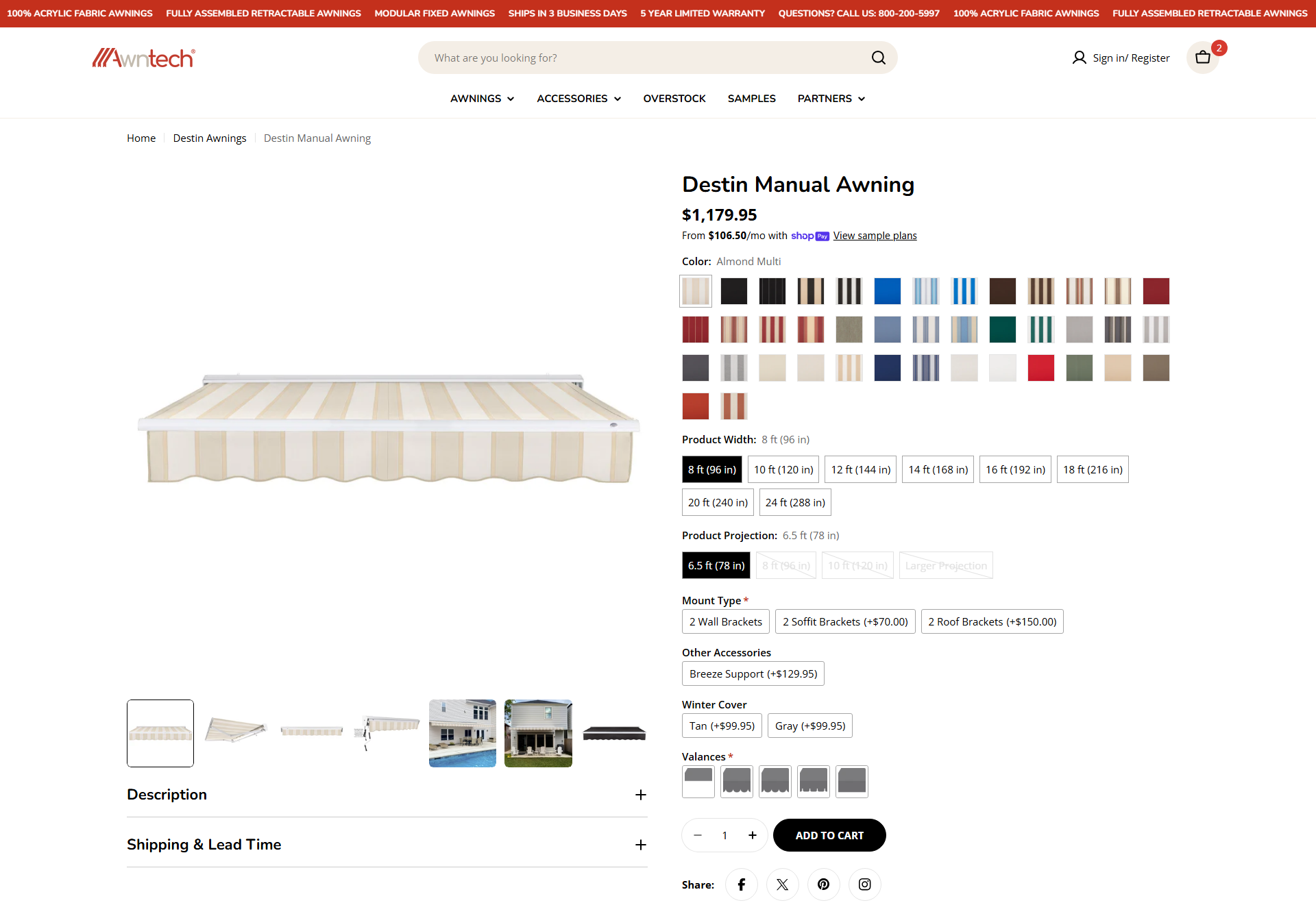 2026 Awntech Case Study 5 Shopify New Site Product Page (Awntech)